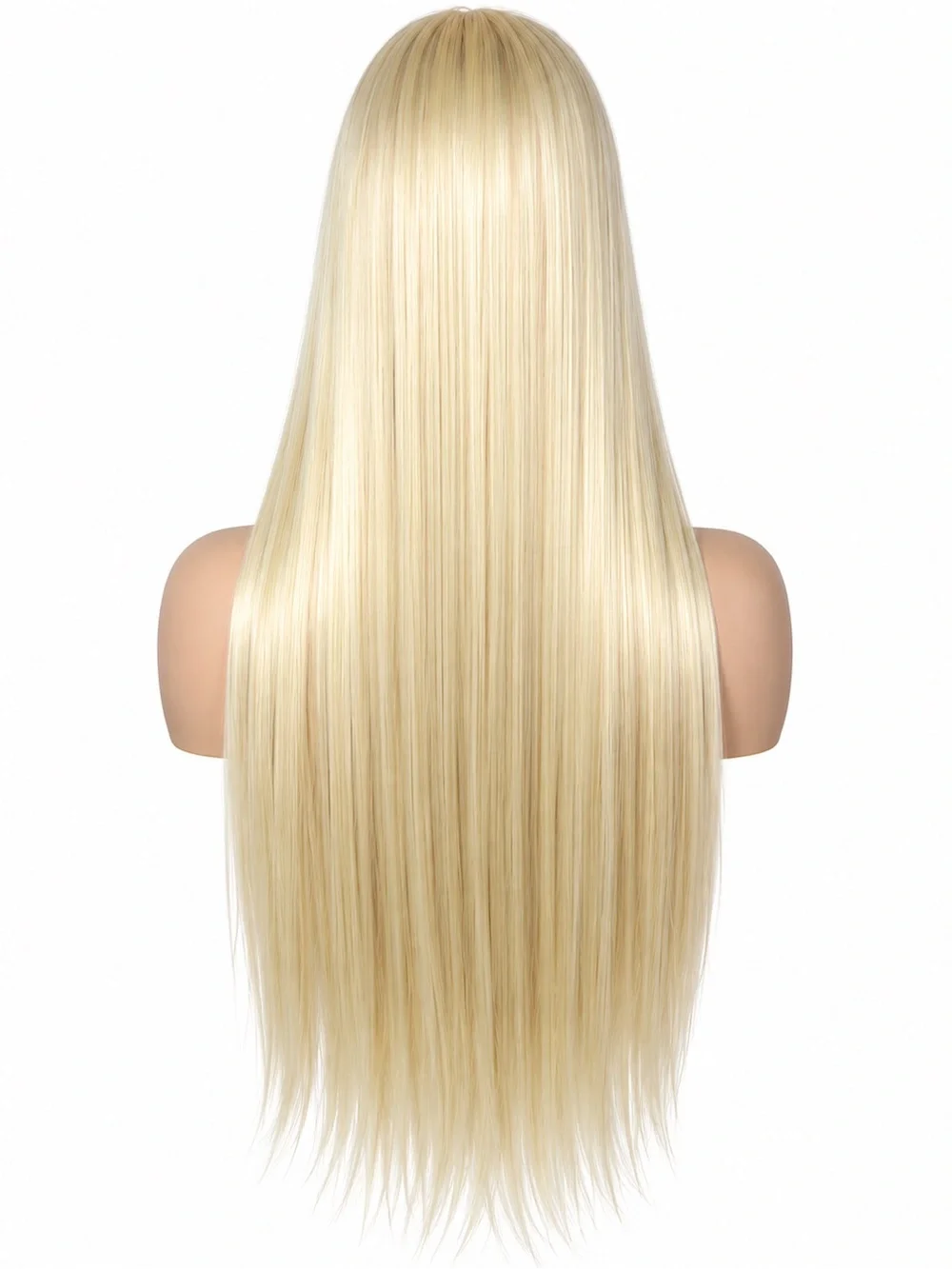 Long Straight Blonde Wig with Bangs - Natural Blonde 28 inches long
